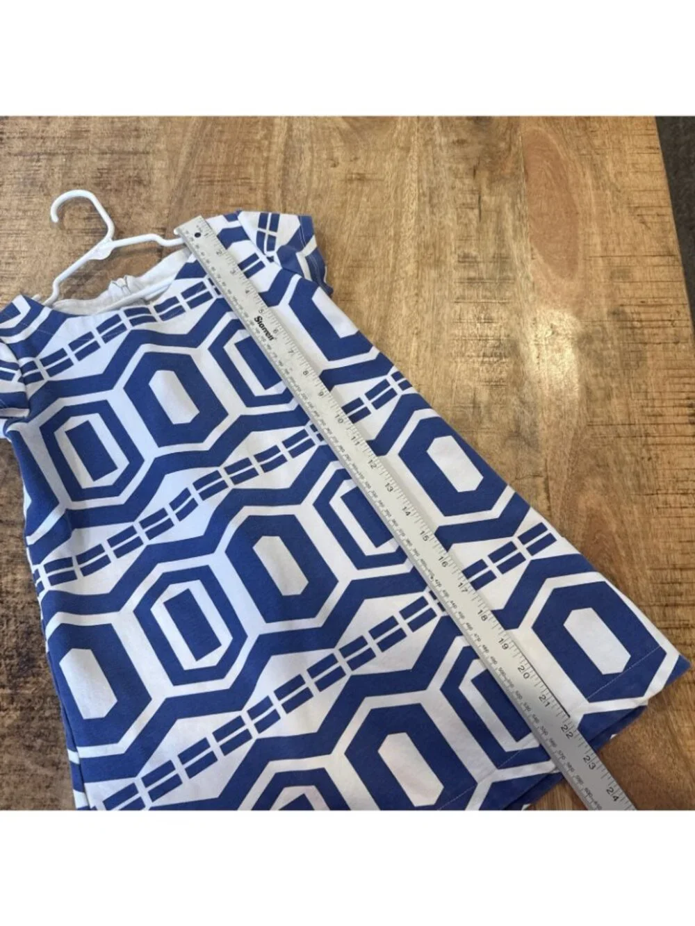 Gymboree knitted jumper dress, blue white size 7 Geometric Shift Short Sleeve
